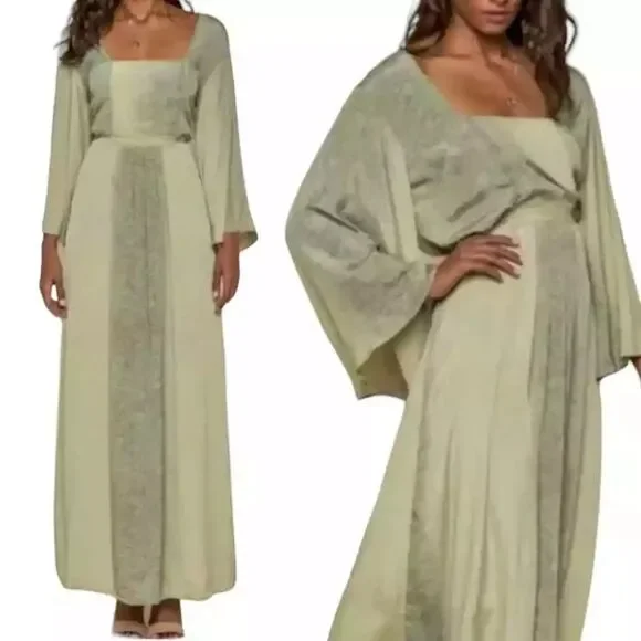 Womens Raga Maxi Dress Rustic Romance Empire Waist Renaissance Green Small - Picture 1 of 5